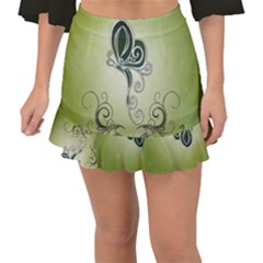 Wonderful Butterlies , Green Colors Fishtail Mini Chiffon Skirt by FantasyWorld7