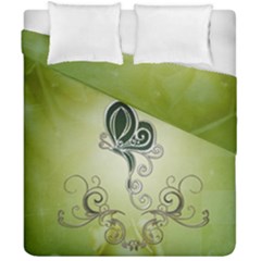 Wonderful Butterlies , Green Colors Duvet Cover Double Side (california King Size) by FantasyWorld7