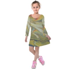 Rainbow Tornado Kids  Long Sleeve Velvet Dress by WILLBIRDWELL