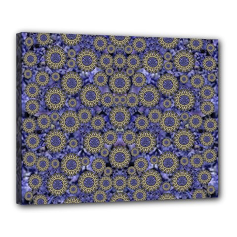 Blue Small Wonderful Floral In Mandalas Canvas 20  X 16  (stretched) by pepitasart