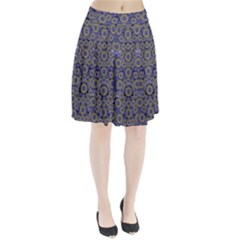 Blue Small Wonderful Floral In Mandalas Pleated Skirt by pepitasart