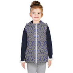 Blue Small Wonderful Floral In Mandalas Kid s Hooded Puffer Vest by pepitasart