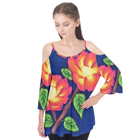 Sunset Flowers Flutter Tees by lwdstudio