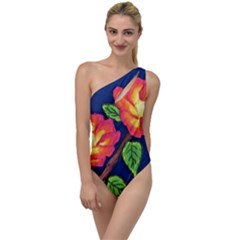 Sunset Flowers To One Side Swimsuit by lwdstudio