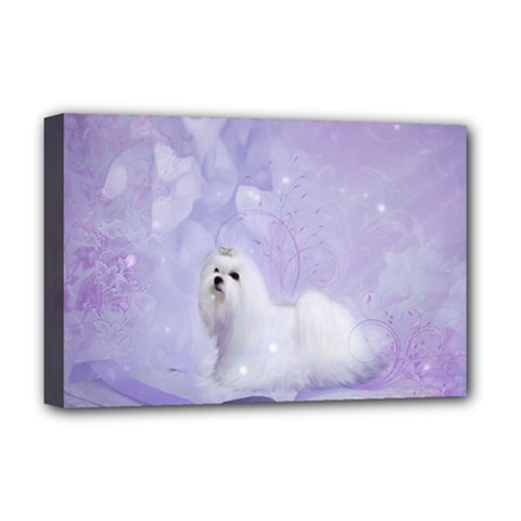 Cute Little Maltese, Soft Colors Deluxe Canvas 18  X 12  (stretched) by FantasyWorld7