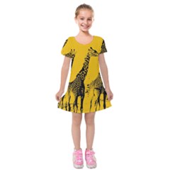 Giraffe  Kids  Short Sleeve Velvet Dress by Valentinaart