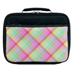 Pastel Rainbow Tablecloth Diagonal Check Lunch Bag by PodArtist