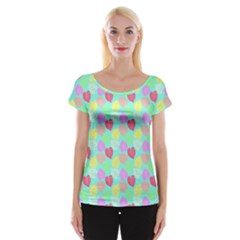 Pastel Rainbow Monstera Cap Sleeve Top by PodArtist