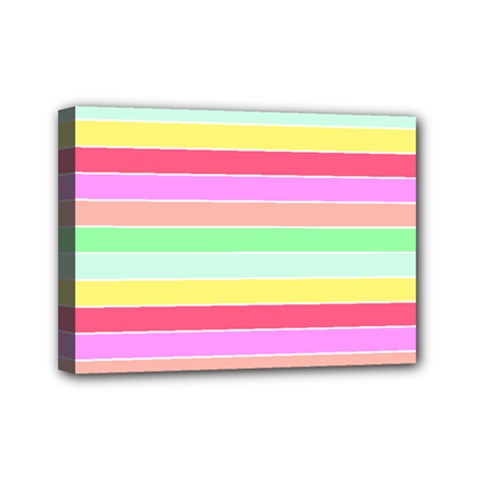 Pastel Rainbow Sorbet Horizontal Deck Chair Stripes Mini Canvas 7  X 5  (stretched) by PodArtist