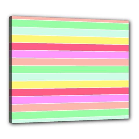 Pastel Rainbow Sorbet Horizontal Deck Chair Stripes Canvas 24  X 20  (stretched) by PodArtist