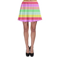 Pastel Rainbow Sorbet Horizontal Deck Chair Stripes Skater Skirt