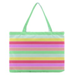 Pastel Rainbow Sorbet Horizontal Deck Chair Stripes Zipper Medium Tote Bag by PodArtist