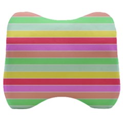 Pastel Rainbow Sorbet Horizontal Deck Chair Stripes Velour Head Support Cushion by PodArtist