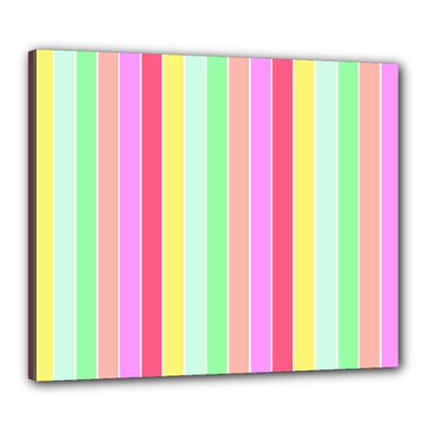 Pastel Rainbow Sorbet Deck Chair Stripes Canvas 24  X 20  (stretched) by PodArtist