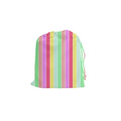 Pastel Rainbow Sorbet Deck Chair Stripes Drawstring Pouch (small) by PodArtist