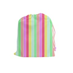 Pastel Rainbow Sorbet Deck Chair Stripes Drawstring Pouch (large) by PodArtist