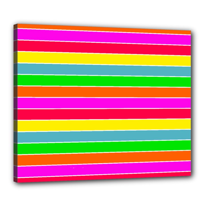 Neon Hawaiian Rainbow Horizontal Deck Chair Stripes Canvas 24  x 20  (Stretched)