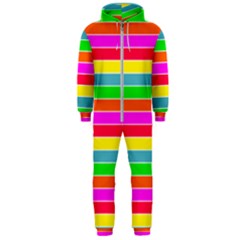 Neon Hawaiian Rainbow Horizontal Deck Chair Stripes Hooded Jumpsuit (men)  by PodArtist