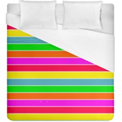 Neon Hawaiian Rainbow Horizontal Deck Chair Stripes Duvet Cover (king Size) by PodArtist