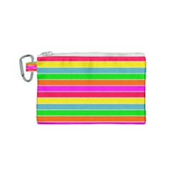 Neon Hawaiian Rainbow Horizontal Deck Chair Stripes Canvas Cosmetic Bag (small) by PodArtist