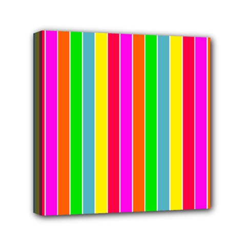 Neon Hawaiian Rainbow Deck Chair Stripes Mini Canvas 6  X 6  (stretched) by PodArtist