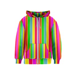 Neon Hawaiian Rainbow Deck Chair Stripes Kids  Zipper Hoodie by PodArtist