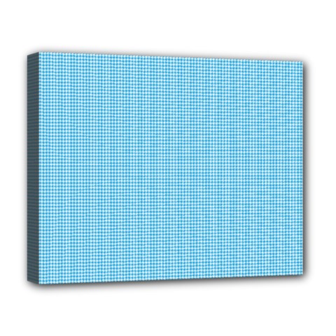 Oktoberfest Bavarian Blue Mini Houndstooth Check Deluxe Canvas 20  X 16  (stretched) by PodArtist