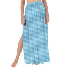 Oktoberfest Bavarian Blue Mini Houndstooth Check Maxi Chiffon Tie-Up Sarong