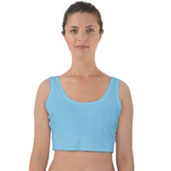 Oktoberfest Bavarian Blue Mini Houndstooth Check Velvet Crop Top