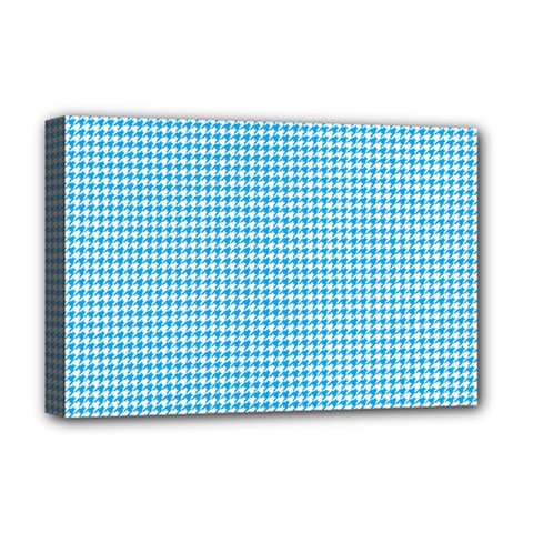 Oktoberfest Bavarian Blue Houndstooth Check Deluxe Canvas 18  X 12  (stretched) by PodArtist