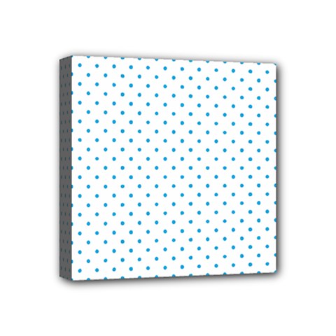 Mini Oktoberfest Bavarian Blue Polkadots On White Mini Canvas 4  X 4  (stretched) by PodArtist