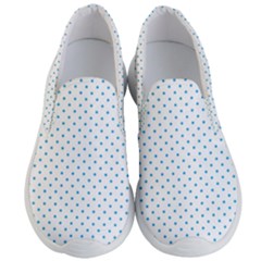 Mini Oktoberfest Bavarian Blue Polkadots On White Men s Lightweight Slip Ons by PodArtist