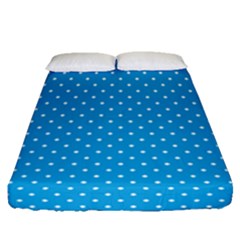 Mini White Polkadots On Oktoberfest Bavarian Blue Fitted Sheet (queen Size) by PodArtist