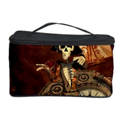 Funny Steampunk Skeleton, Clocks And Gears Cosmetic Storage by FantasyWorld7