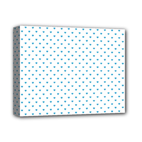 Oktoberfest Bavarian Blue Mini Love Hearts On White Deluxe Canvas 14  X 11  (stretched) by PodArtist