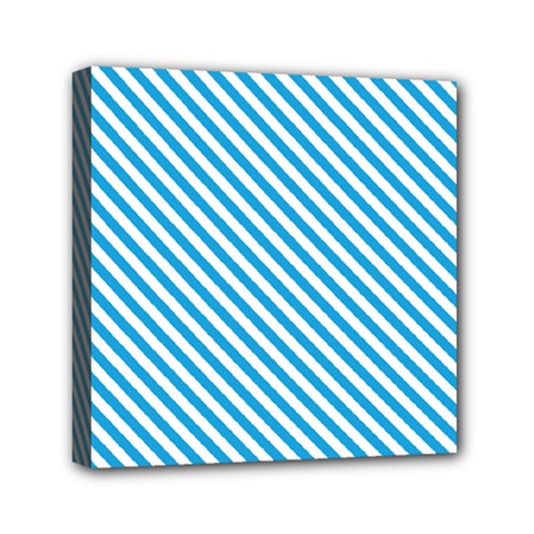 Oktoberfest Bavarian Blue And White Small Candy Cane Stripes Mini Canvas 6  X 6  (stretched) by PodArtist