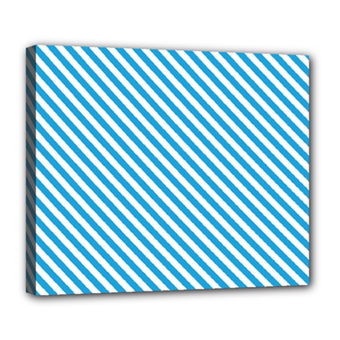 Oktoberfest Bavarian Blue And White Small Candy Cane Stripes Deluxe Canvas 24  X 20  (stretched) by PodArtist