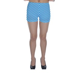 Oktoberfest Bavarian Blue And White Small Candy Cane Stripes Skinny Shorts by PodArtist