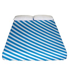 Oktoberfest Bavarian Blue And White Small Candy Cane Stripes Fitted Sheet (king Size) by PodArtist