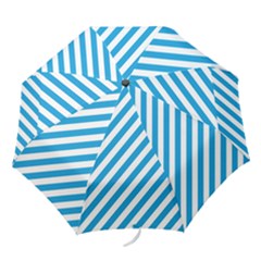 Oktoberfest Bavarian Blue And White Candy Cane Stripes Folding Umbrellas by PodArtist