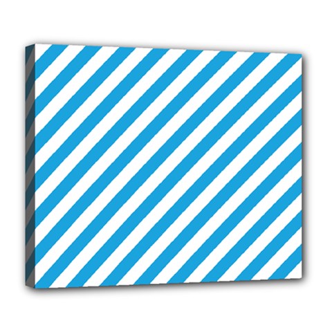 Oktoberfest Bavarian Blue And White Candy Cane Stripes Deluxe Canvas 24  X 20  (stretched) by PodArtist