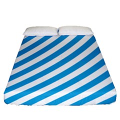 Oktoberfest Bavarian Blue And White Candy Cane Stripes Fitted Sheet (queen Size) by PodArtist