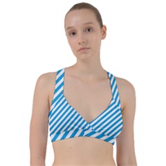 Oktoberfest Bavarian Blue And White Candy Cane Stripes Sweetheart Sports Bra by PodArtist