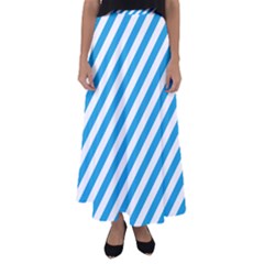 Oktoberfest Bavarian Blue And White Candy Cane Stripes Flared Maxi Skirt by PodArtist