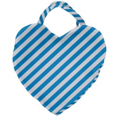 Oktoberfest Bavarian Blue And White Candy Cane Stripes Giant Heart Shaped Tote by PodArtist