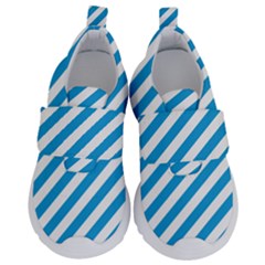 Oktoberfest Bavarian Blue And White Candy Cane Stripes Velcro Strap Shoes by PodArtist