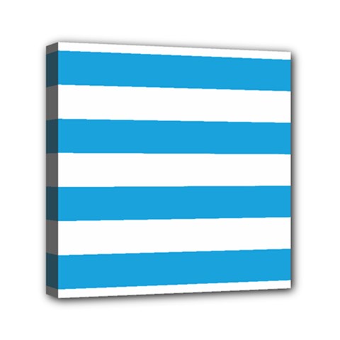 Oktoberfest Bavarian Blue And White Large Cabana Stripes Mini Canvas 6  X 6  (stretched) by PodArtist