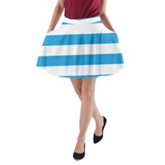 Oktoberfest Bavarian Blue And White Large Cabana Stripes A-line Pocket Skirt by PodArtist