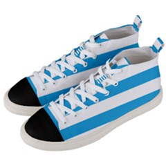 Oktoberfest Bavarian Blue And White Large Cabana Stripes Men s Mid-top Canvas Sneakers by PodArtist
