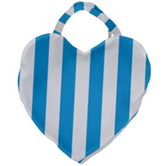 Oktoberfest Bavarian Blue And White Large Cabana Stripes Giant Heart Shaped Tote by PodArtist